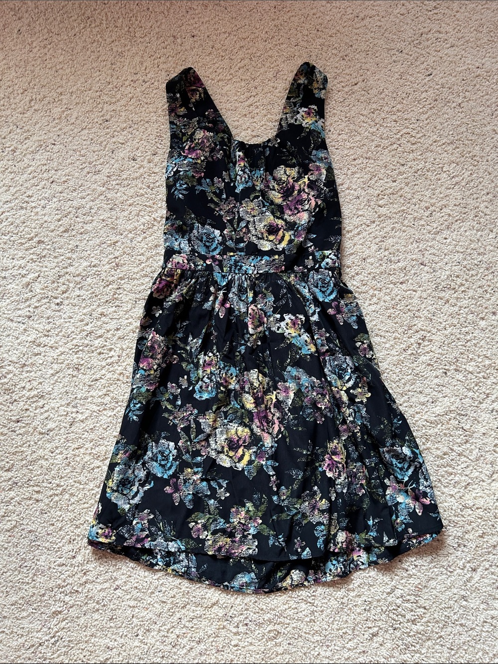 Forever 21 Black Floral Casual Kids Dress with Multicolor Blooms